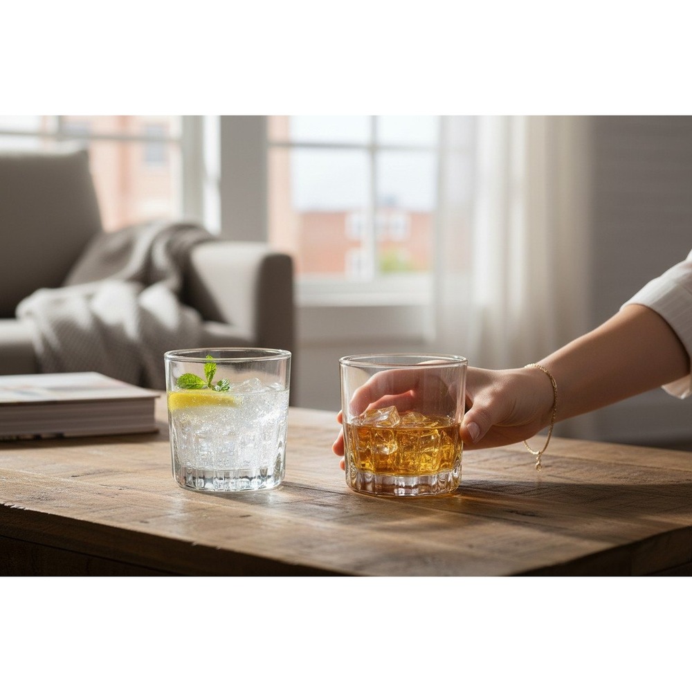 Crisa Rocks Glasses Unisex OS Clear Very Good Fluted Base Whiskey Set of 2